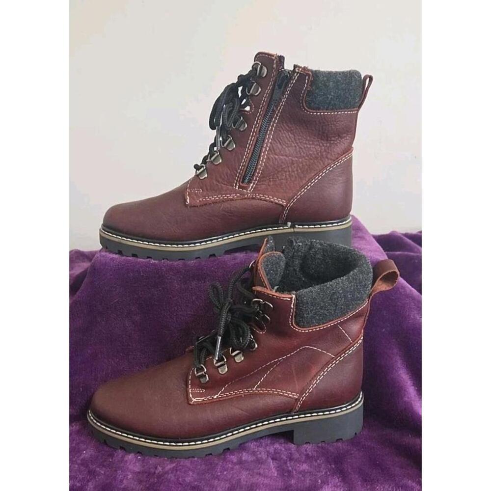 MARTINO AMI  Women's SZ 7.5W Brown Leather  Side Zip Ankle Boots - Picture 2 of 7